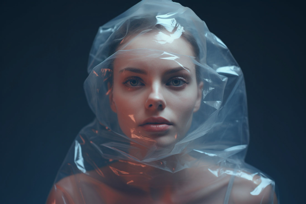 девушка с дезориентацией под пленкой